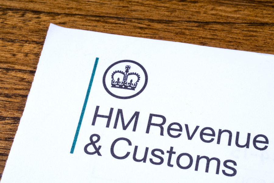 The logo of Her Majestys Revneue and Customs on a piece of paper on 13th January 2017. HMRC is a non-ministerial dept of the UK Government.