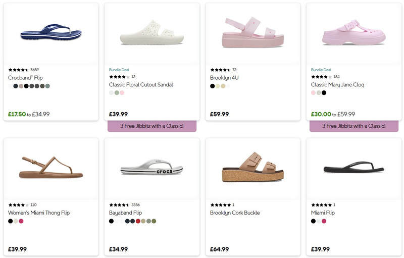 Different styles of Crocs