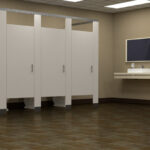 Public bathroom with cladding