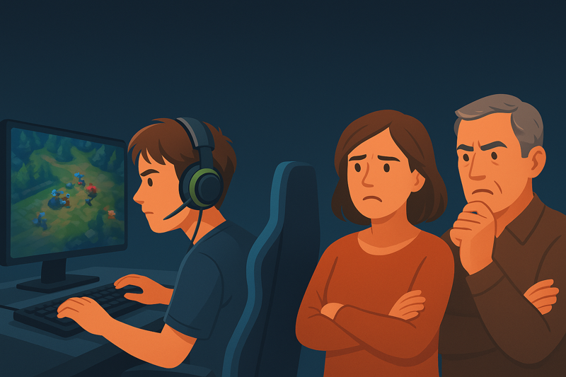 concerned parents child playing esports