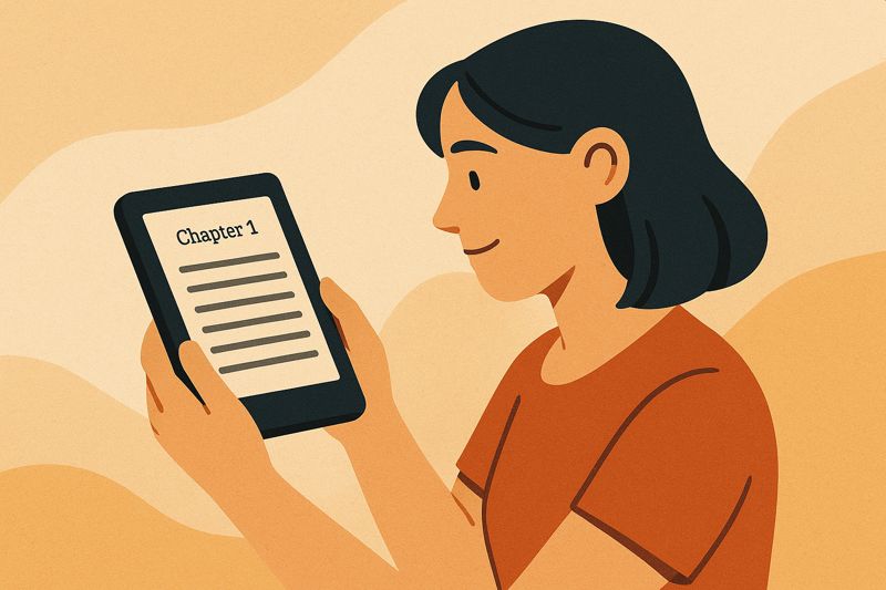 woman reading an ebook