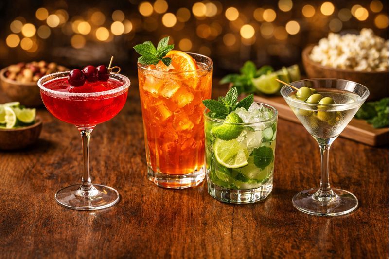 beautifully presented cocktails