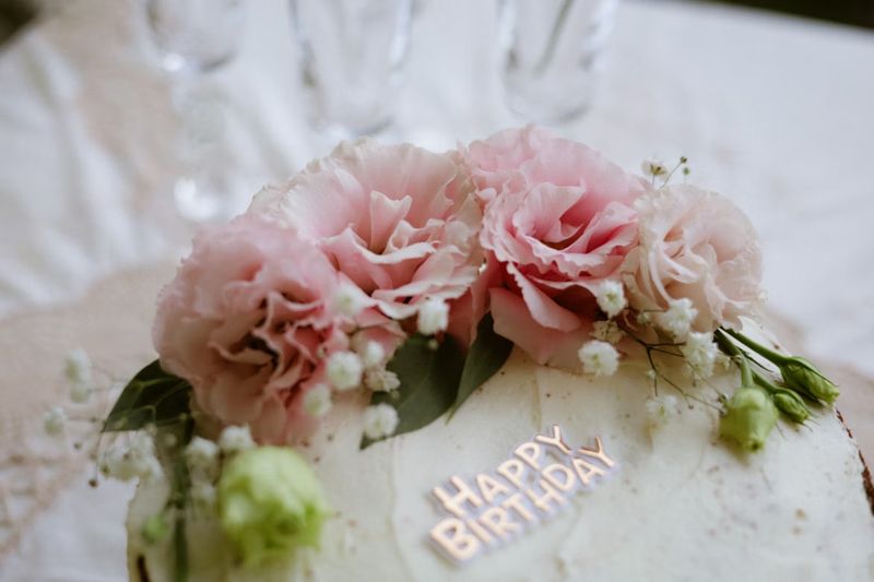 flowers on a birthday cake