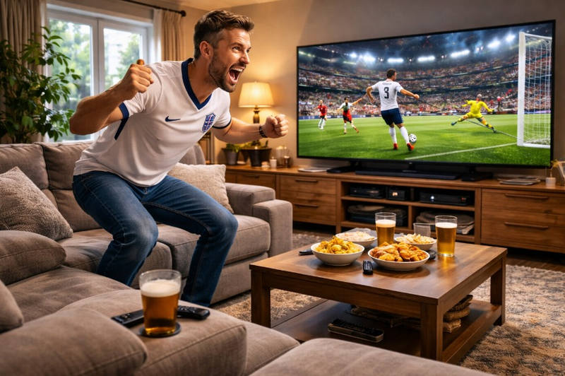 Man Excited Watching Football