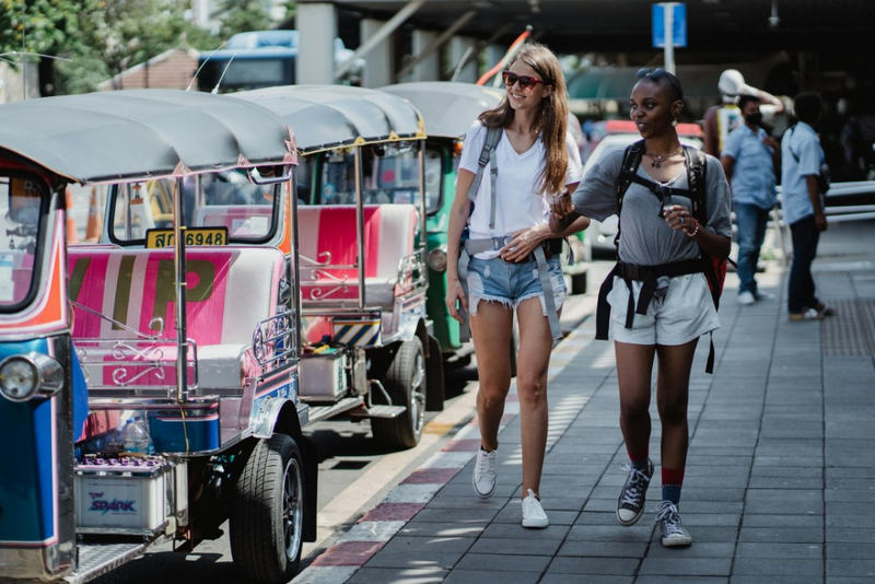 Young Tourists Walking