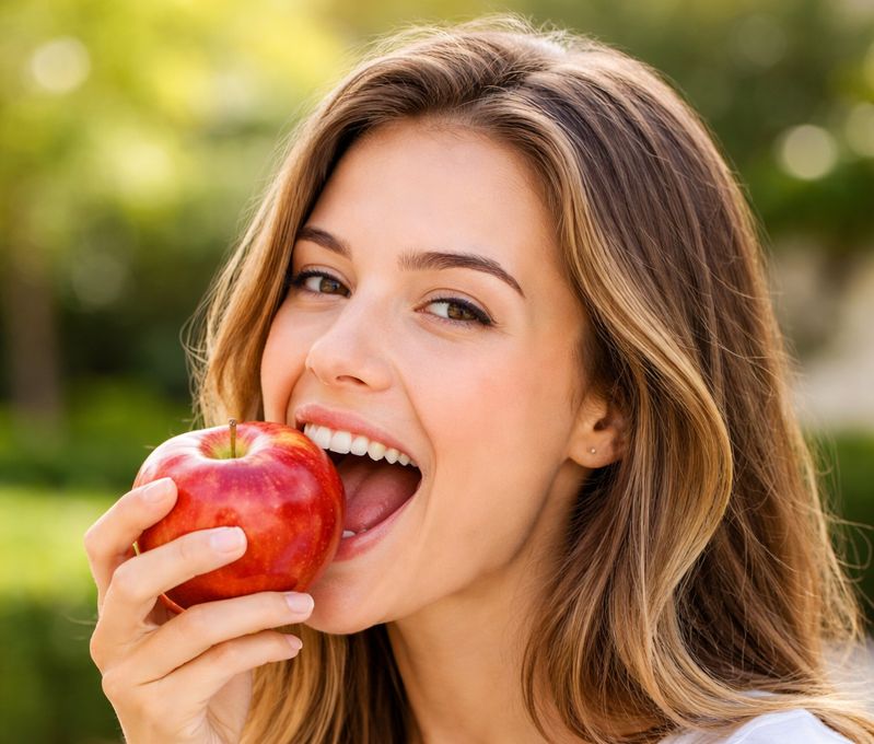biting into an apple