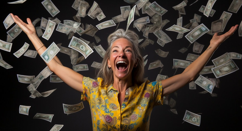 Older Woman Raining Money