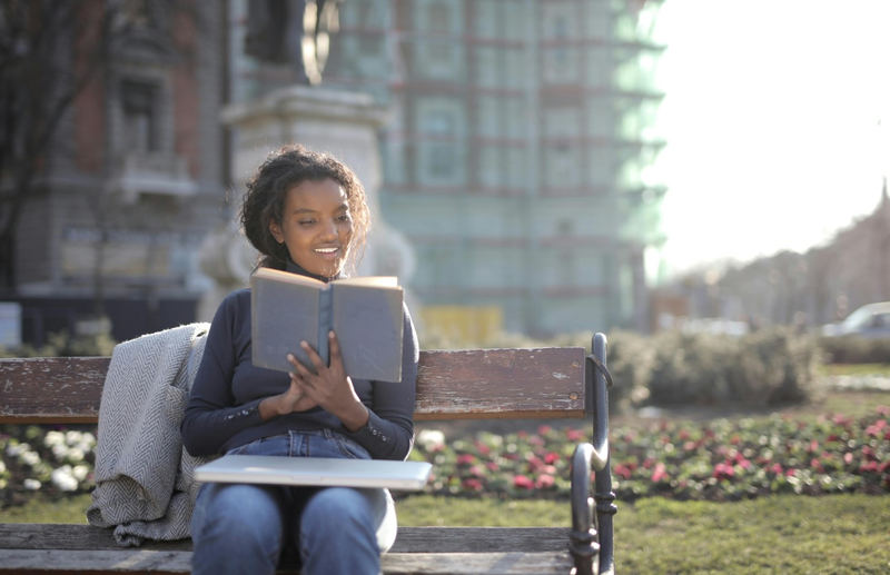 Reading on a Bench