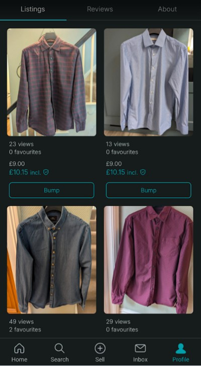 Seller Listings on Vinted