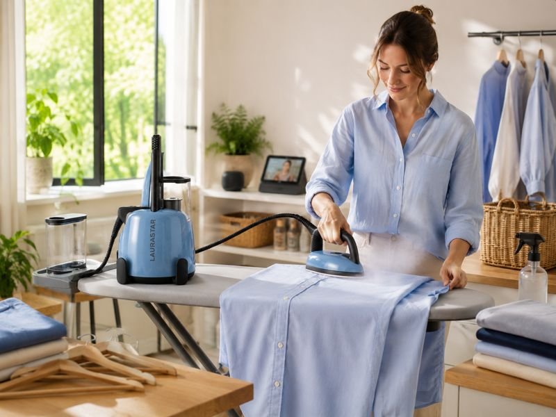 woman ironing relaxed