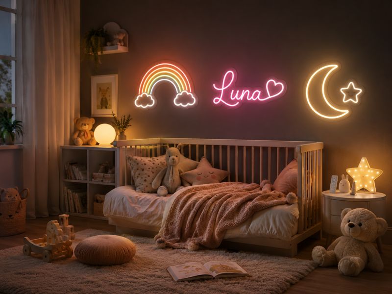 neon sign toddler room
