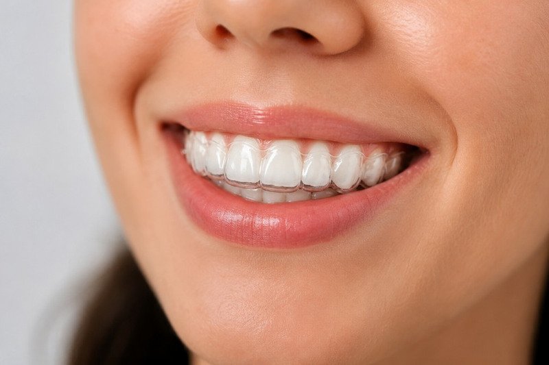 Someone Wearing a Clear Aligner