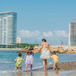 Beach with small children