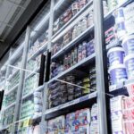 supermarket fridges cold food items