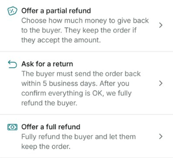 Vinted seller return options