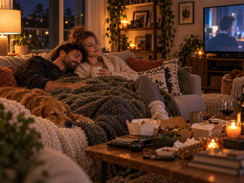 couple friday night in cozy